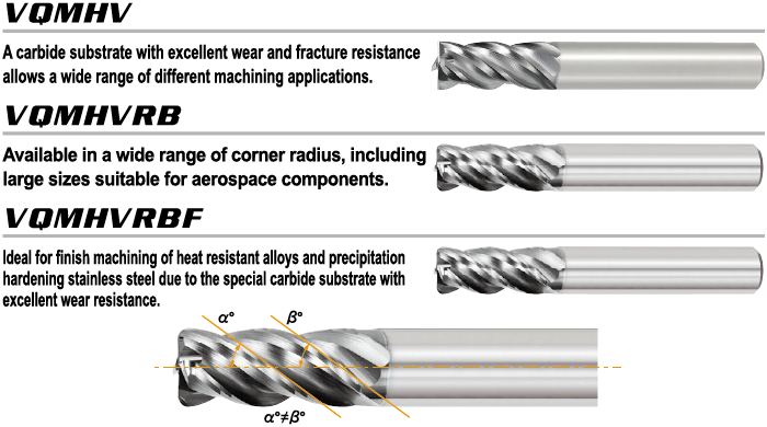 End mill, 4 flute, Irregular helix flutes